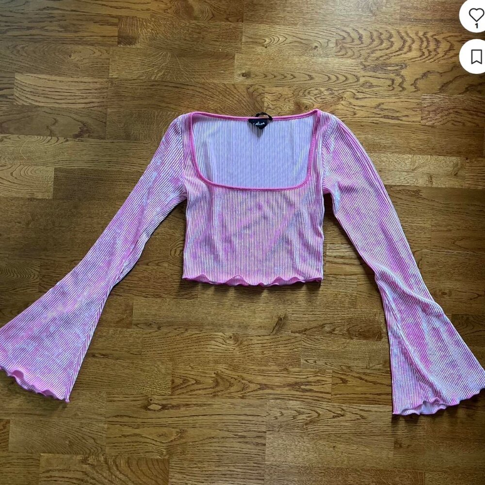 urban outfitters out from under top juliette bell sleeve rib velour pink square - Picture 1 of 2